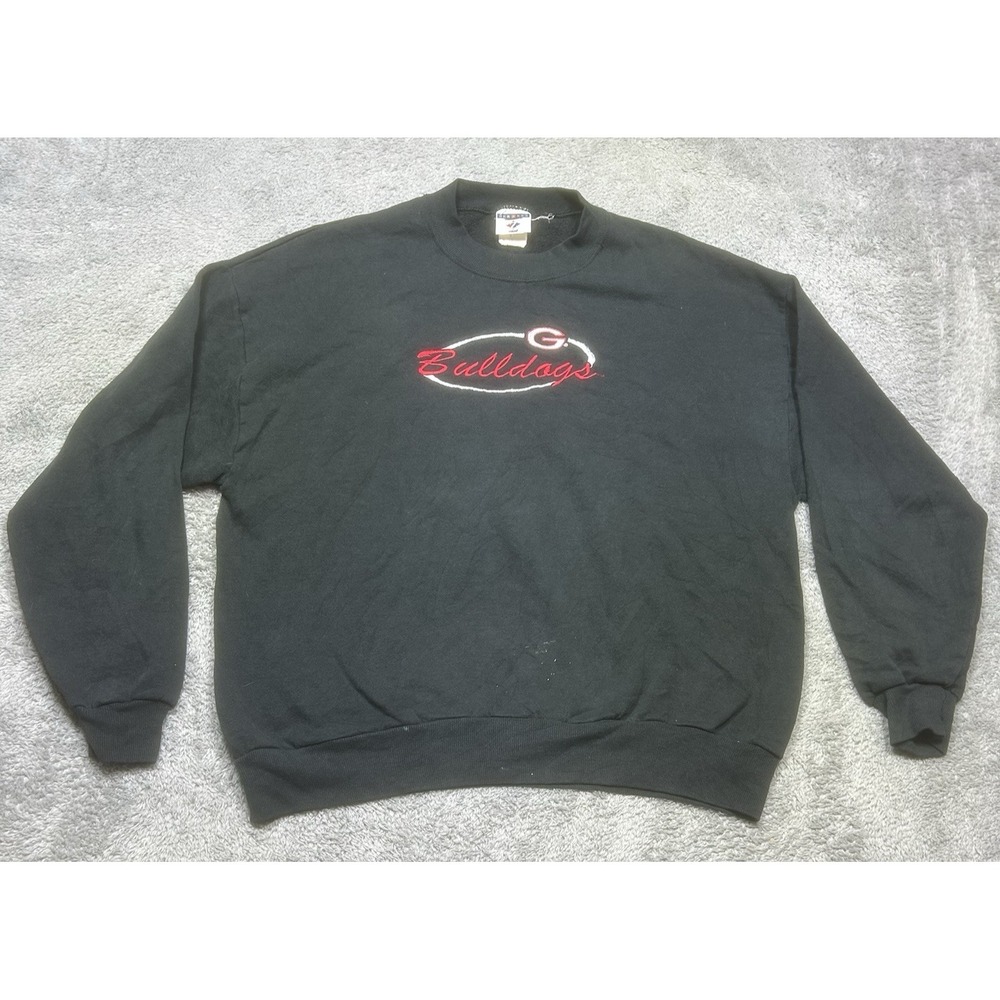 Vintage Georgia Bulldogs Sweatshirt Men XL Black Graphic Pullover Football *SPOT